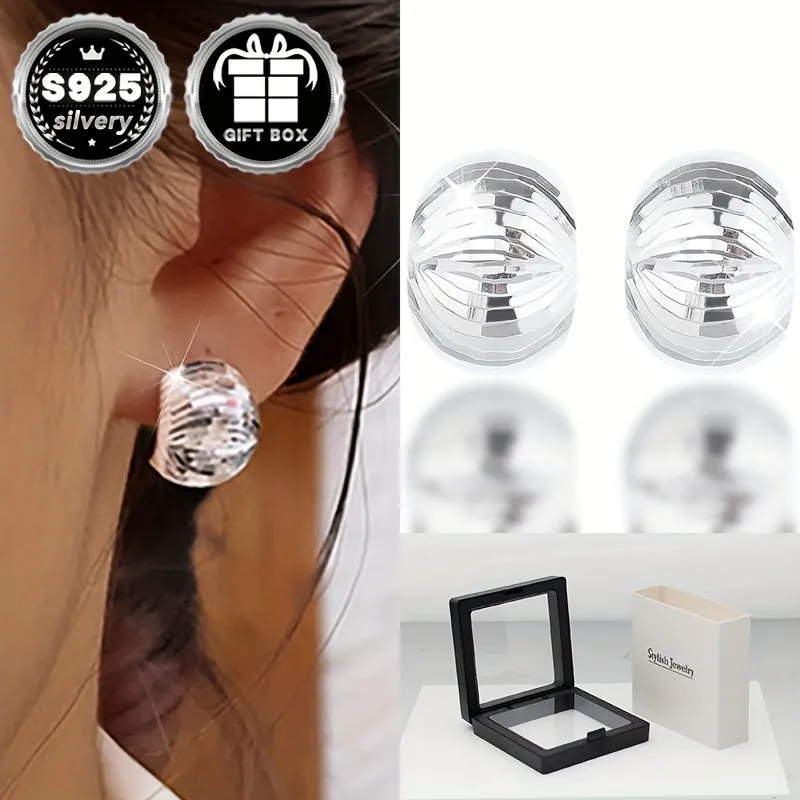2pcs Geometric Ball Stud Earrings 925 Sterling Silver Lightweight