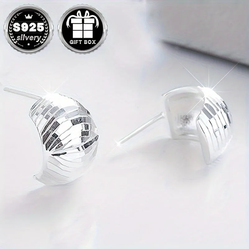 2pcs Geometric Ball Stud Earrings 925 Sterling Silver Lightweight