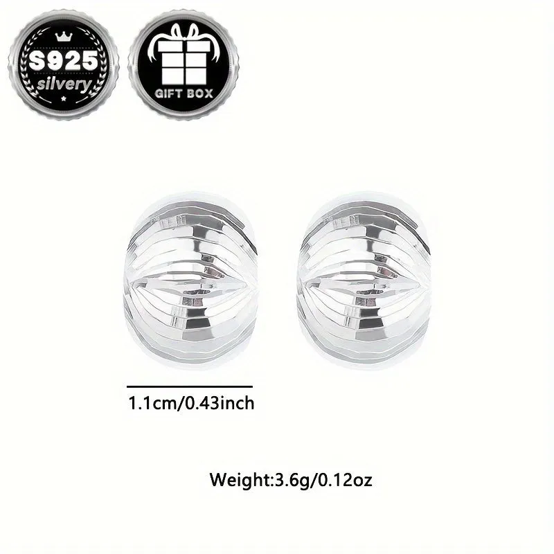 2pcs Geometric Ball Stud Earrings 925 Sterling Silver Lightweight