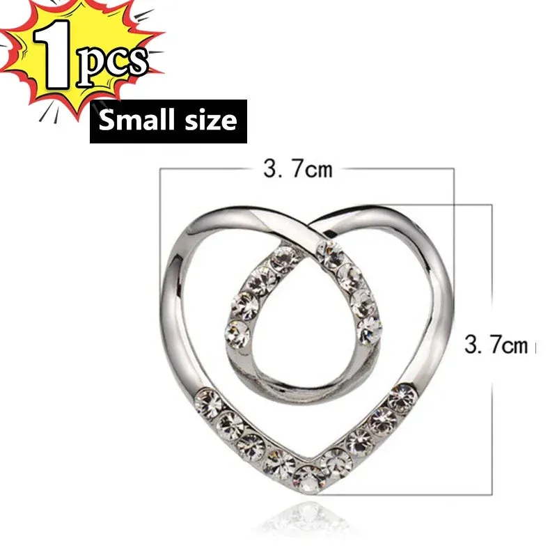 2pcs Shirt Knotted Heart Scarf Brooches Crystal Silk Scarf Buckle Brooch Shawl Ring Clip Scarves Fastener Button Pin Accessories
