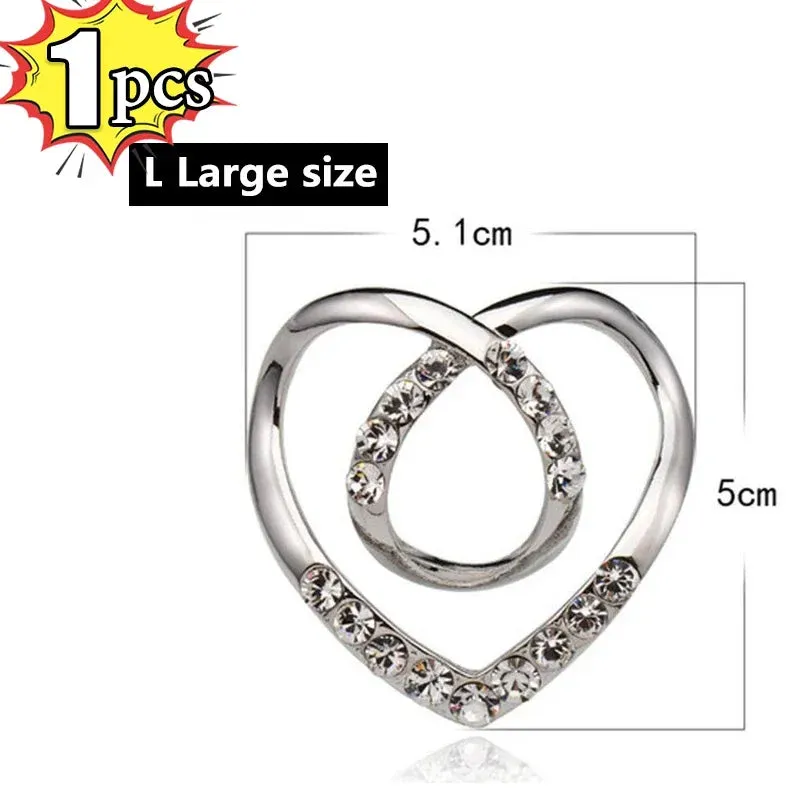 2pcs Shirt Knotted Heart Scarf Brooches Crystal Silk Scarf Buckle Brooch Shawl Ring Clip Scarves Fastener Button Pin Accessories