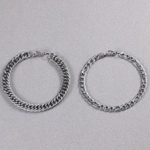2pcs Stainless Steel Men's Chain Bracelet
