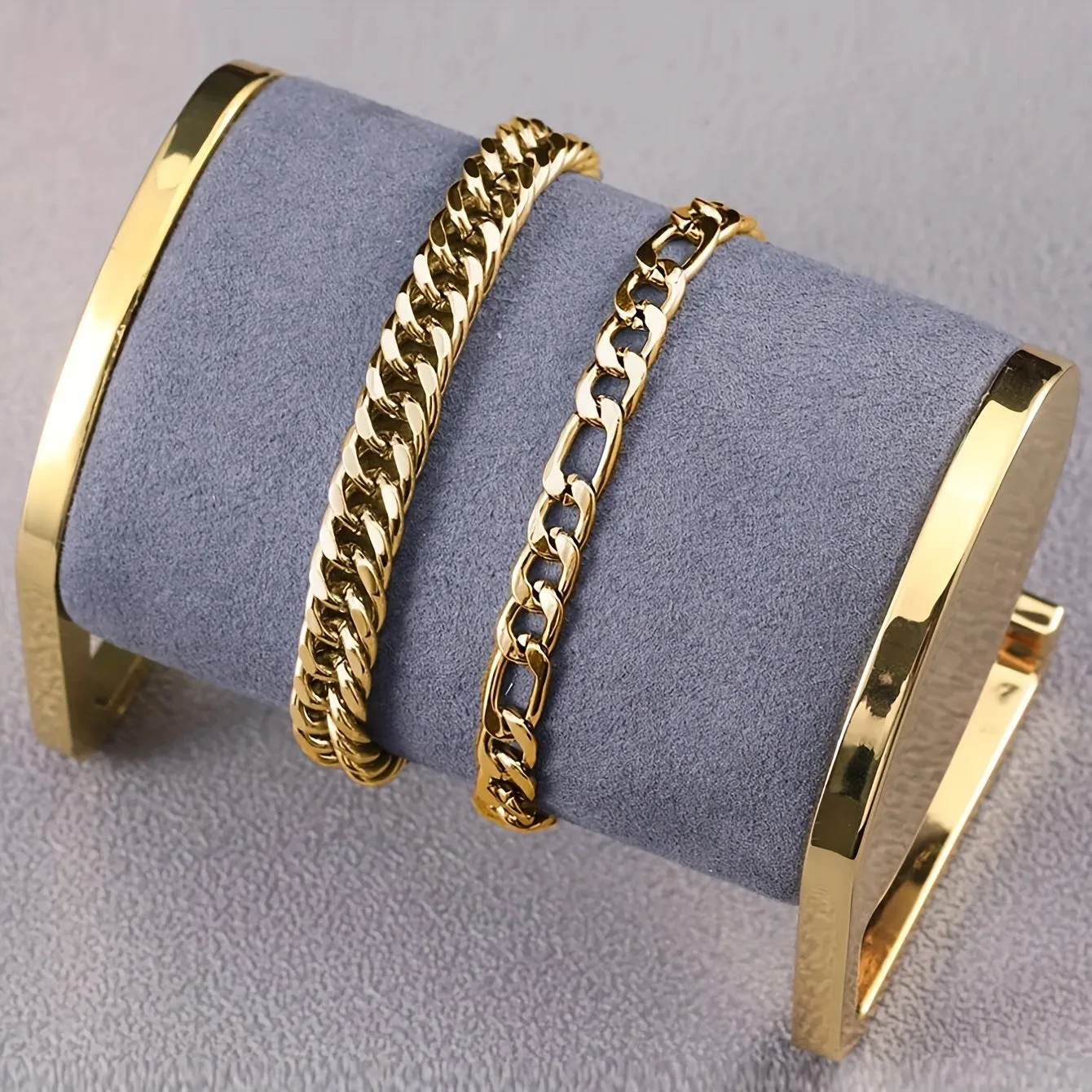 2pcs Stainless Steel Men's Chain Bracelet
