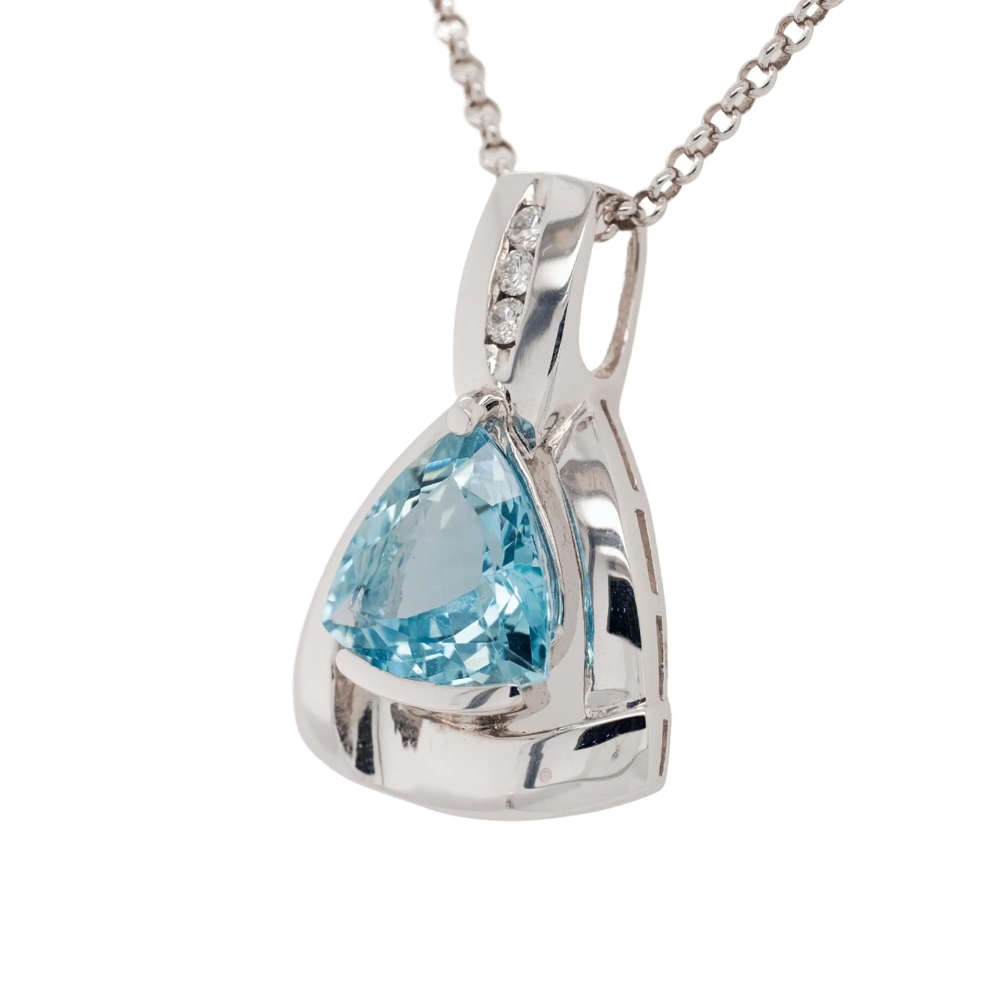 3.79 Carat Aquamarine Pendant in 14k White Gold
