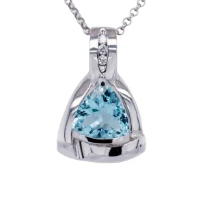 3.79 Carat Aquamarine Pendant in 14k White Gold