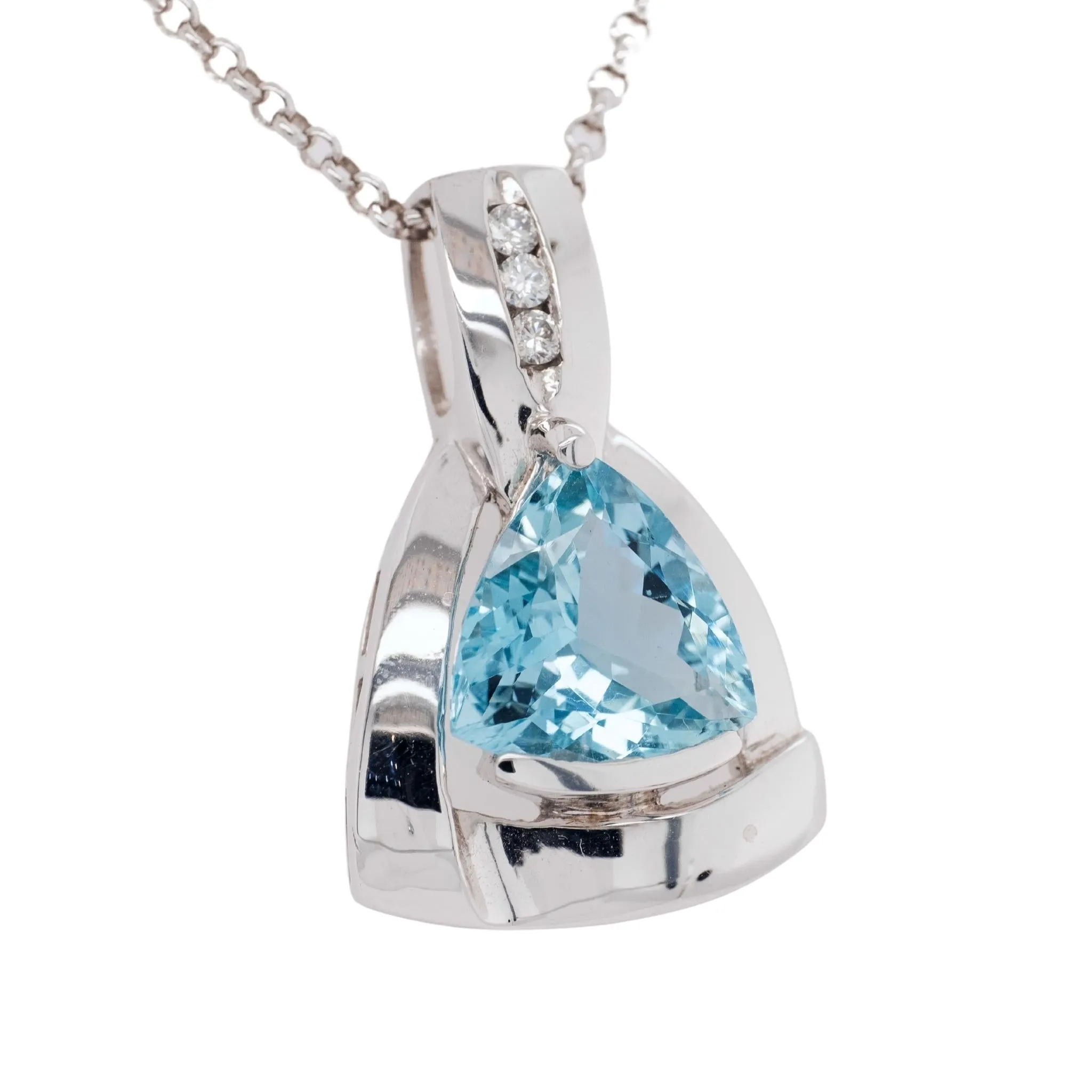 3.79 Carat Aquamarine Pendant in 14k White Gold