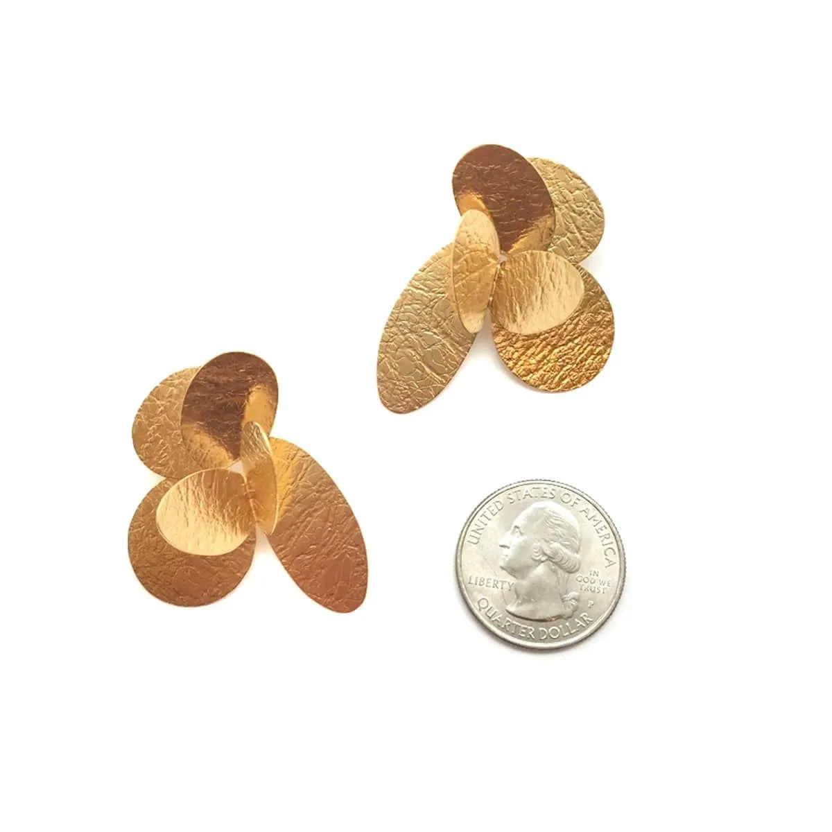3D Petal Earrings - Gold