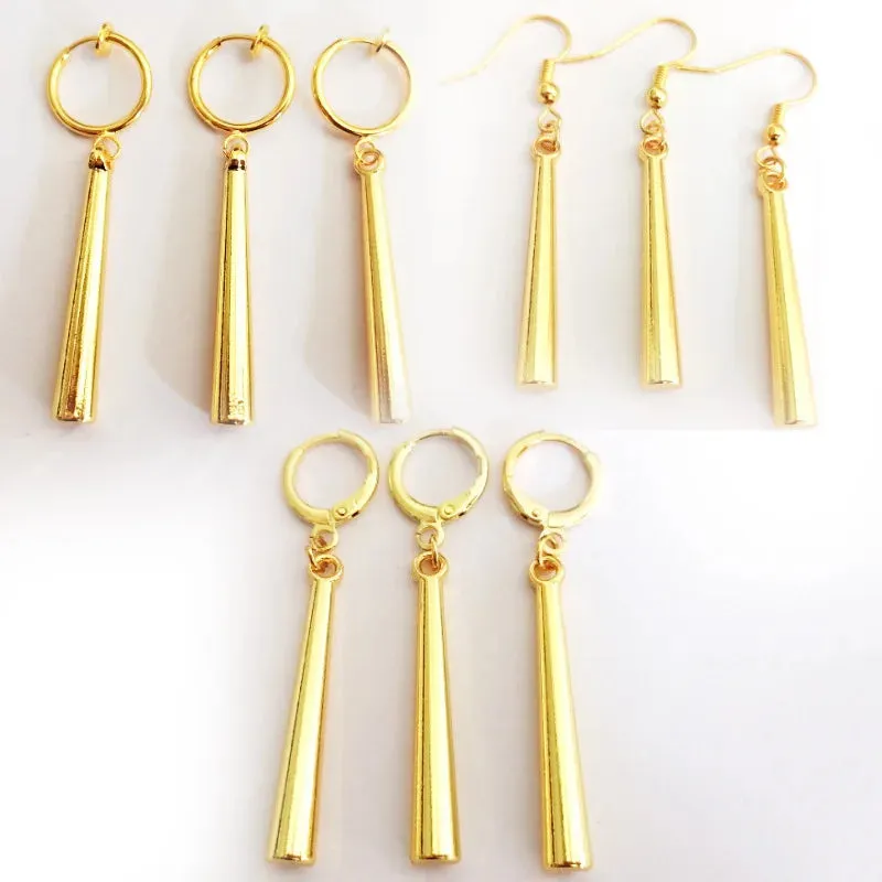 3Pcs/Set Roronoa Zoro Earrings Ear Clips Gold Color Small Geometric Non-Pierced Jewelry Hip Hop Wholesale Pendant Earrings