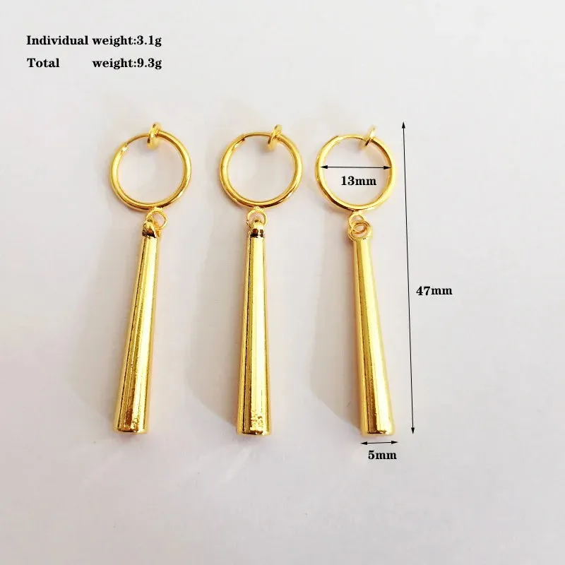 3Pcs/Set Roronoa Zoro Earrings Ear Clips Gold Color Small Geometric Non-Pierced Jewelry Hip Hop Wholesale Pendant Earrings