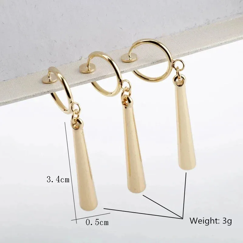 3Pcs/Set Roronoa Zoro Earrings Ear Clips Gold Color Small Geometric Non-Pierced Jewelry Hip Hop Wholesale Pendant Earrings