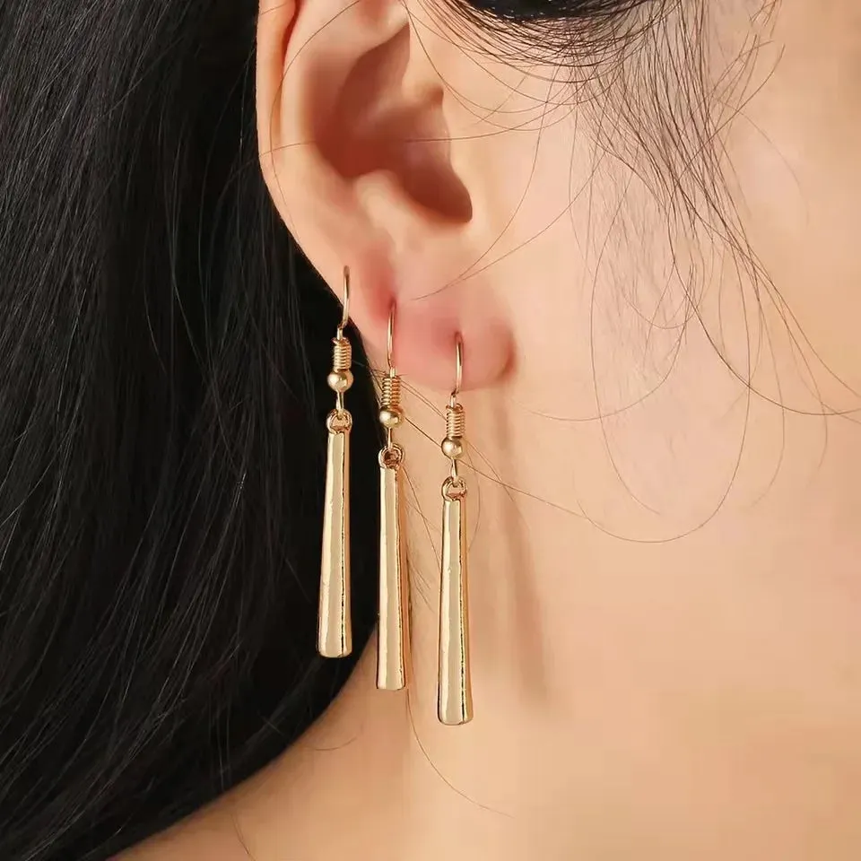 3Pcs/Set Roronoa Zoro Earrings Ear Clips Gold Color Small Geometric Non-Pierced Jewelry Hip Hop Wholesale Pendant Earrings