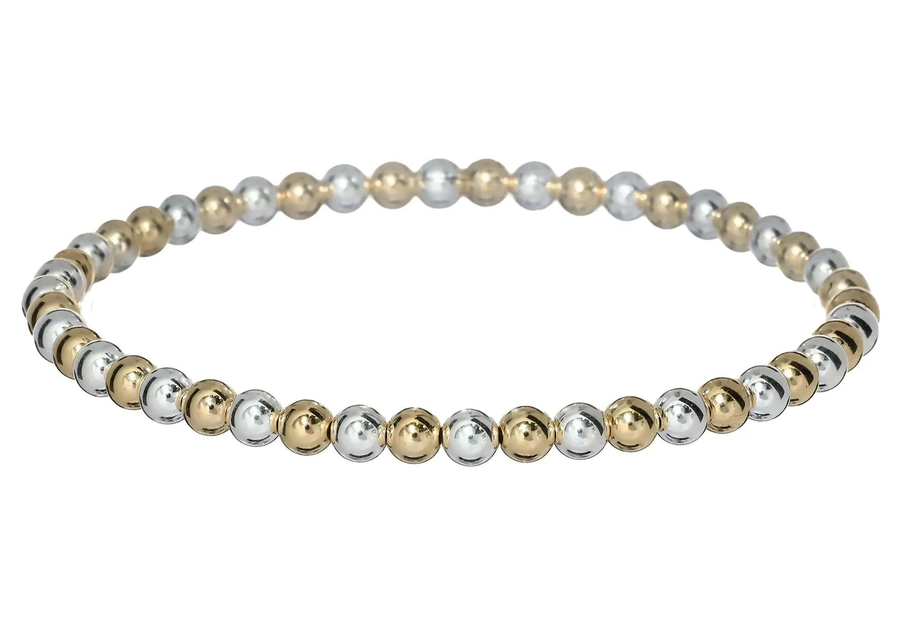 4mm 2-TONE CLASSIC  | Gold Filled & Silver Classic Beads Bracelet