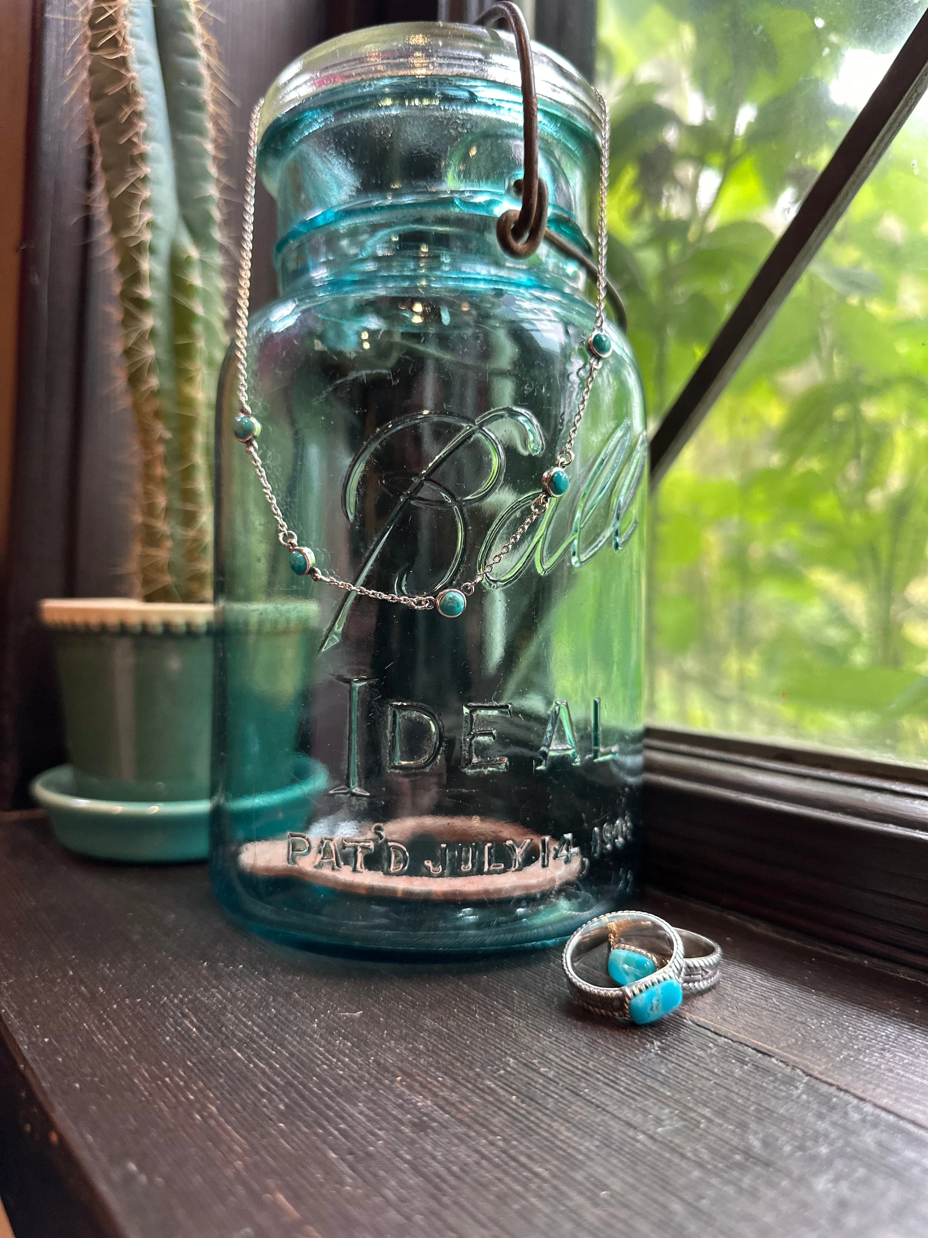 5 Stone Turquoise Silver Necklace