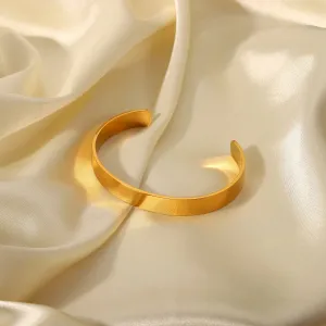5pcs New 18K Gold Stainless Steel Smooth Wide Plate Bracelet Fashion Simple Style Women's Bracelet Titanium Steel Hand Jewelry