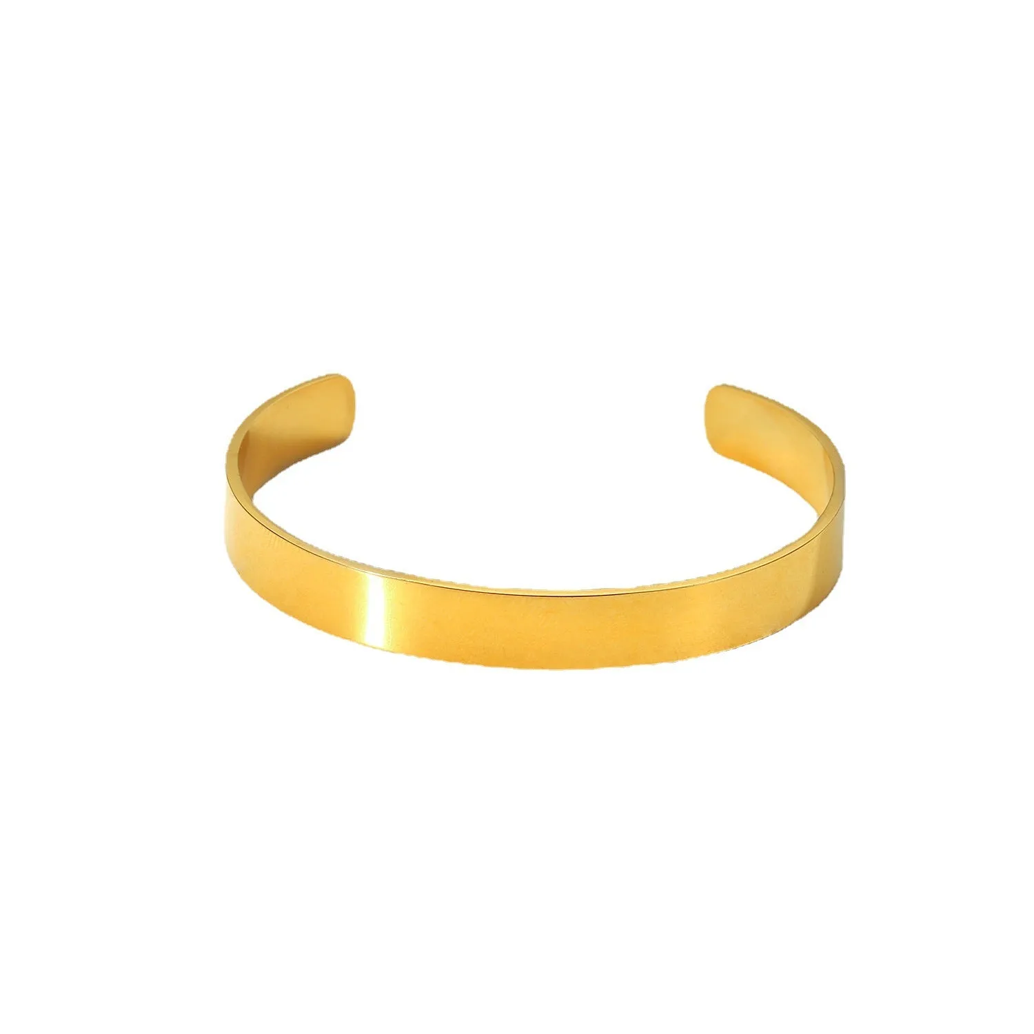 5pcs New 18K Gold Stainless Steel Smooth Wide Plate Bracelet Fashion Simple Style Women's Bracelet Titanium Steel Hand Jewelry