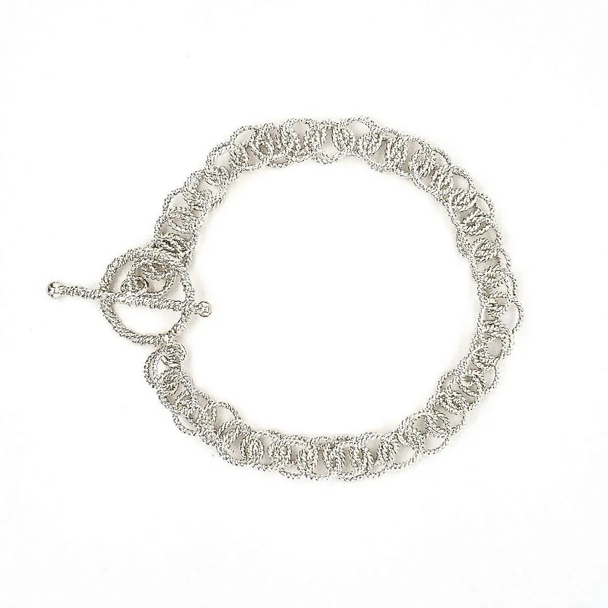 7.25" Handcrafted 925 Sterling Silver 7mm Spinner Link Bracelet with Toggle Clasp
