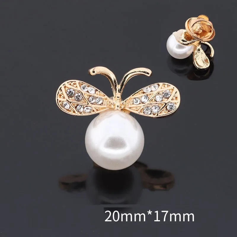 8 Pack Golden Brooches Sunflower Bow Snowflake Bee Cat Angel Flower Four Leaf Clover
