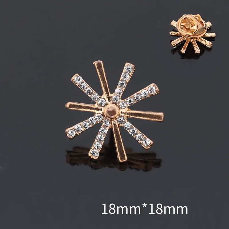 8 Pack Golden Brooches Sunflower Bow Snowflake Bee Cat Angel Flower Four Leaf Clover