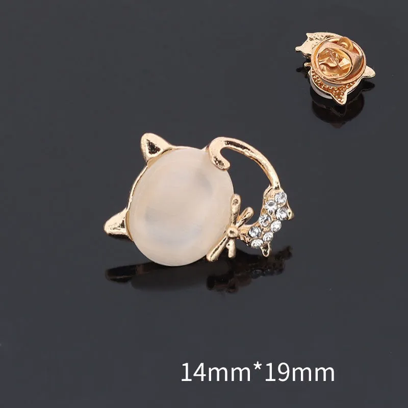 8 Pack Golden Brooches Sunflower Bow Snowflake Bee Cat Angel Flower Four Leaf Clover