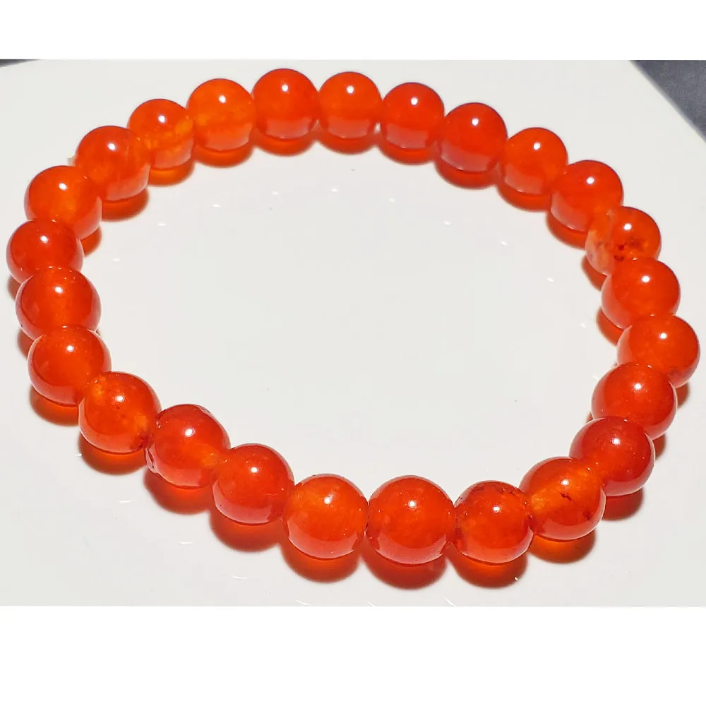 8mm Carnelian Bead Elastic Stretch Bracelet