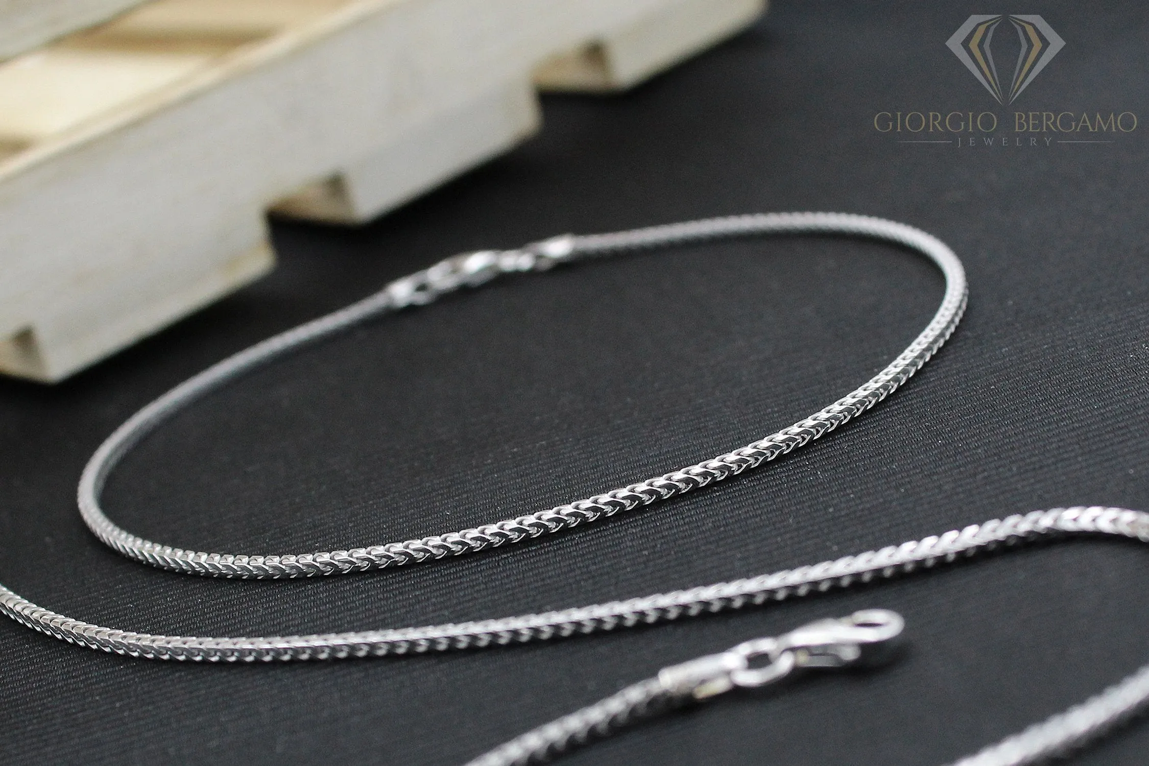 925 Sterling Silver 1.5mm Solid Franco Rhodium Bracelet