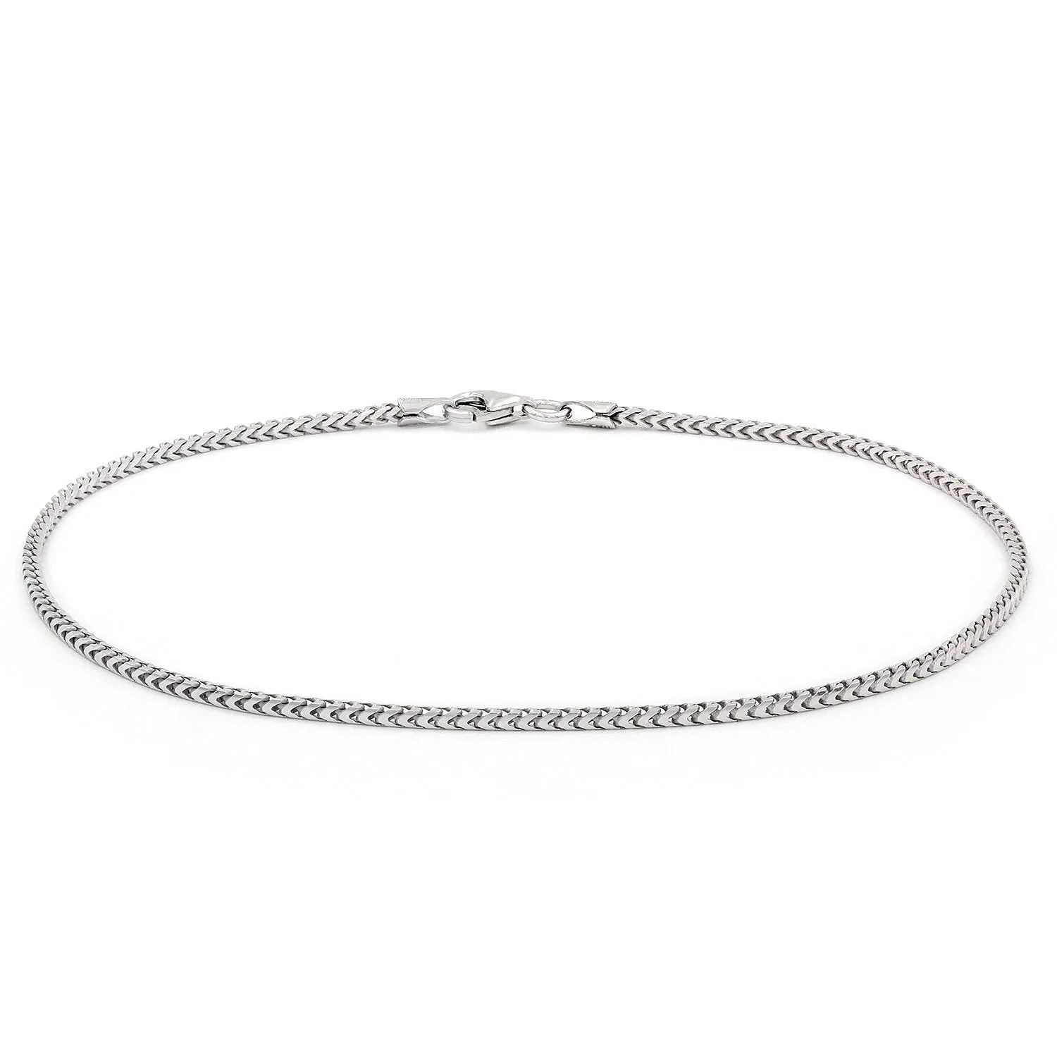 925 Sterling Silver 1.5mm Solid Franco Rhodium Bracelet