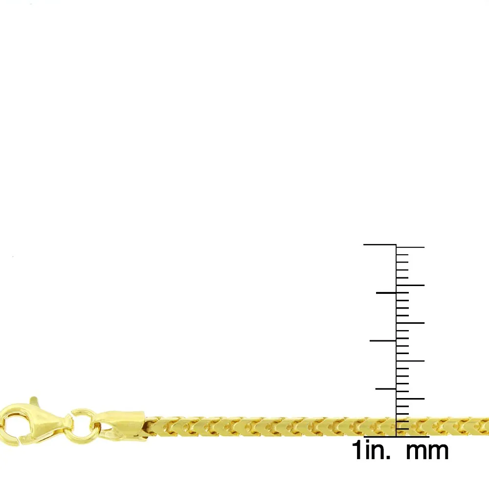 925 Sterling Silver 2.5mm Solid Franco Gold Plated Bracelet