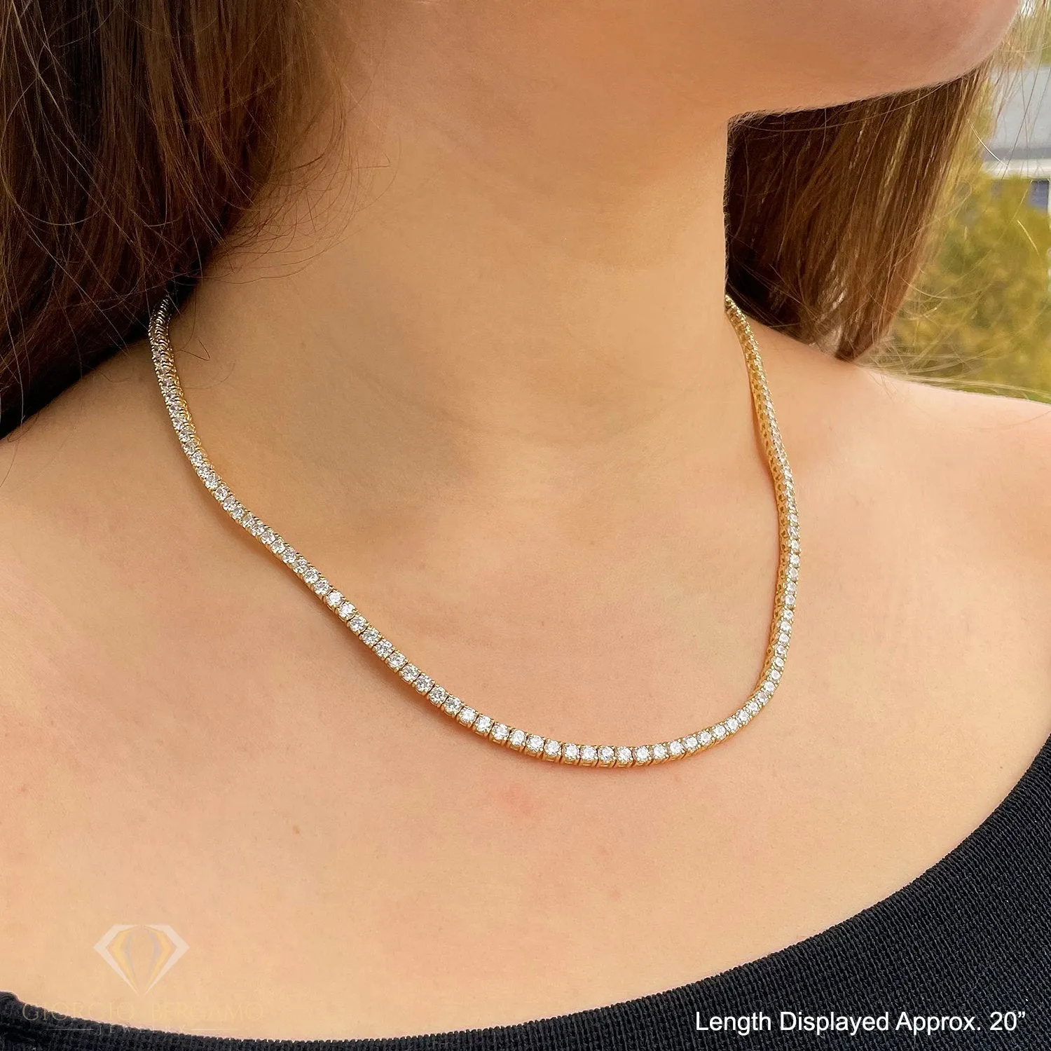 925 Sterling Silver 3mm Round Cut Tennis Necklace, Rhodium Plated