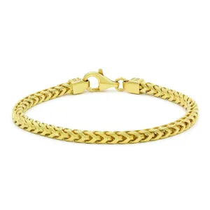 925 Sterling Silver 4mm Solid Franco Gold Plated Bracelet