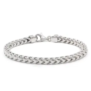 925 Sterling Silver 5.5mm Solid Franco Rhodium Bracelet