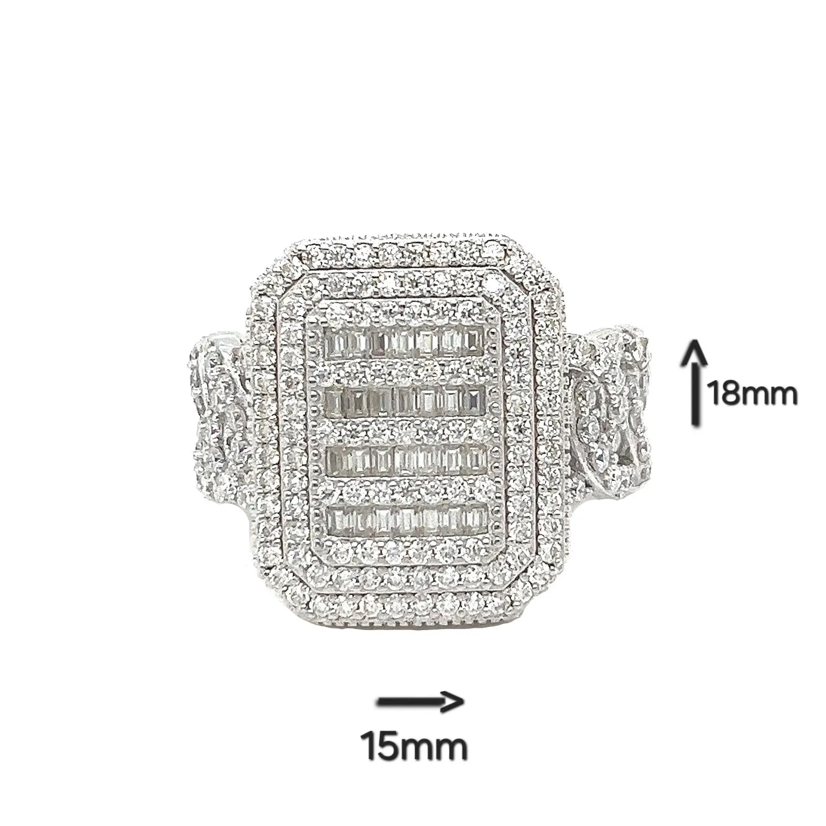 925 Sterling Silver Cubic Zirconia Square Ring - C100099