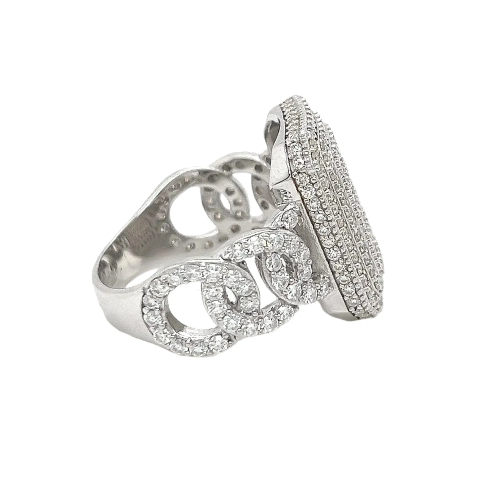 925 Sterling Silver Cubic Zirconia Square Ring - C100099