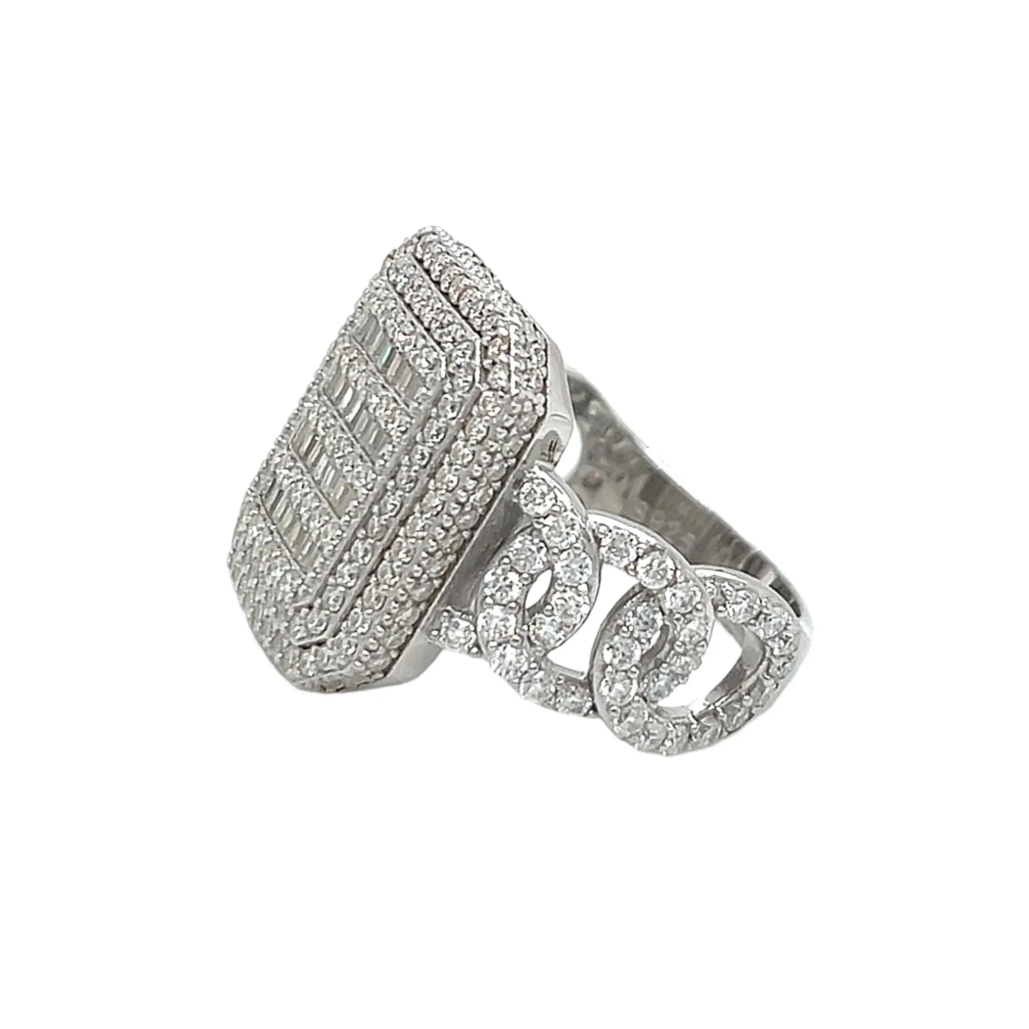 925 Sterling Silver Cubic Zirconia Square Ring - C100099