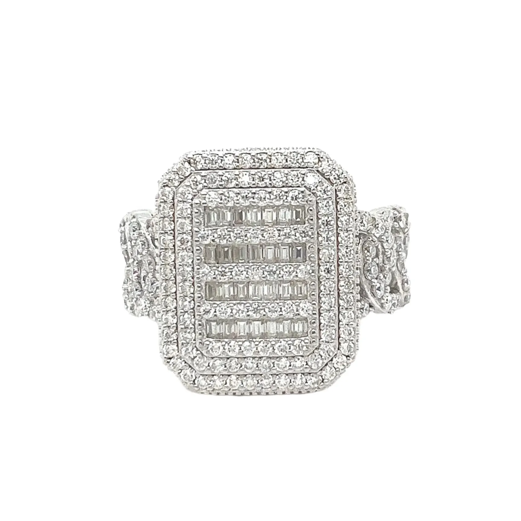 925 Sterling Silver Cubic Zirconia Square Ring - C100099