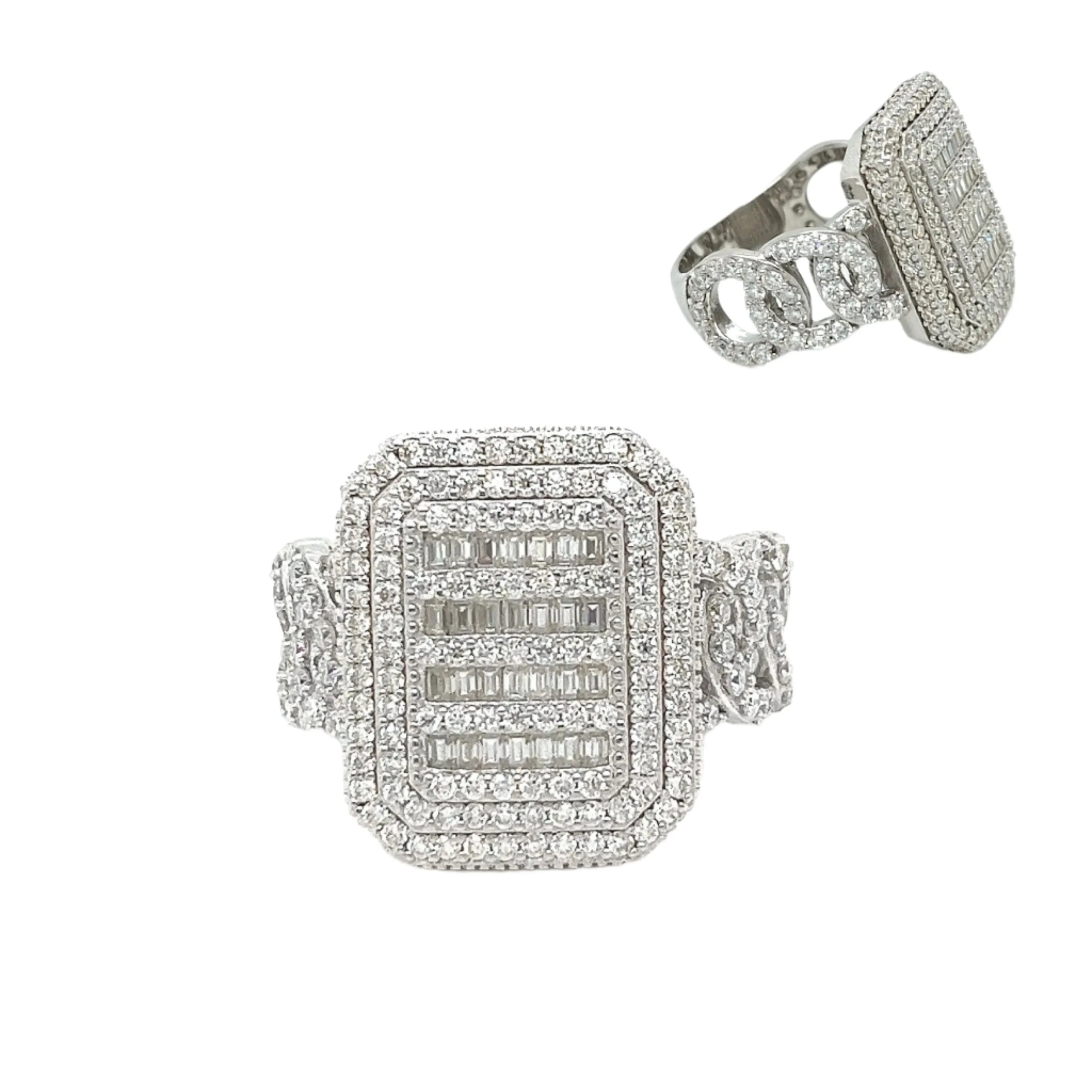 925 Sterling Silver Cubic Zirconia Square Ring - C100099