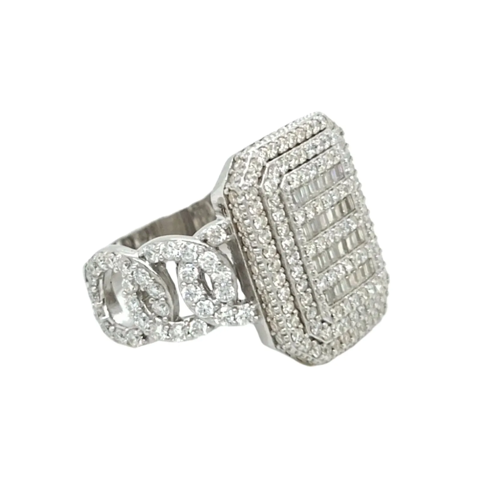 925 Sterling Silver Cubic Zirconia Square Ring - C100099