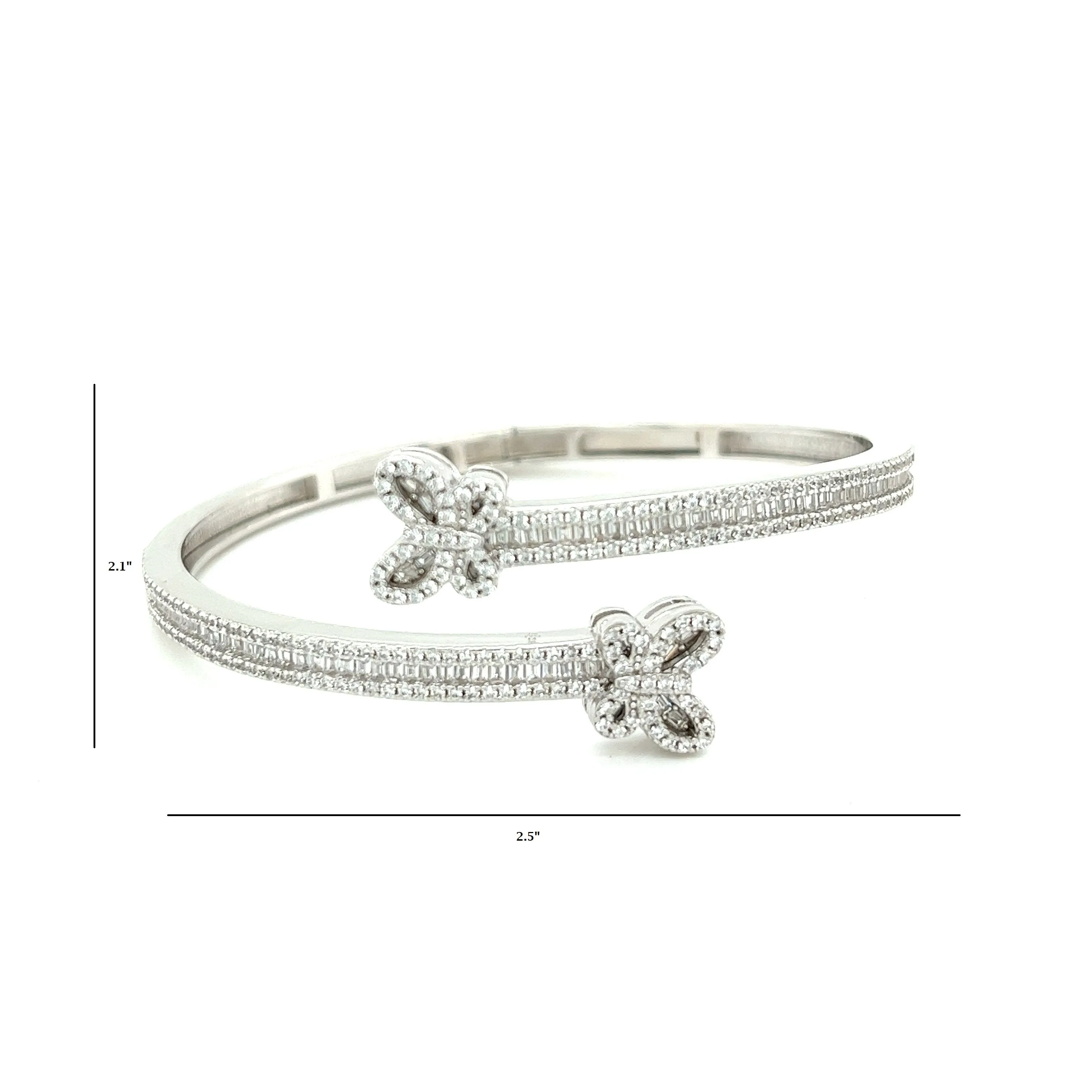 925 Sterling Silver Double Butterfly Shaped Bangle Bracelet - M304903