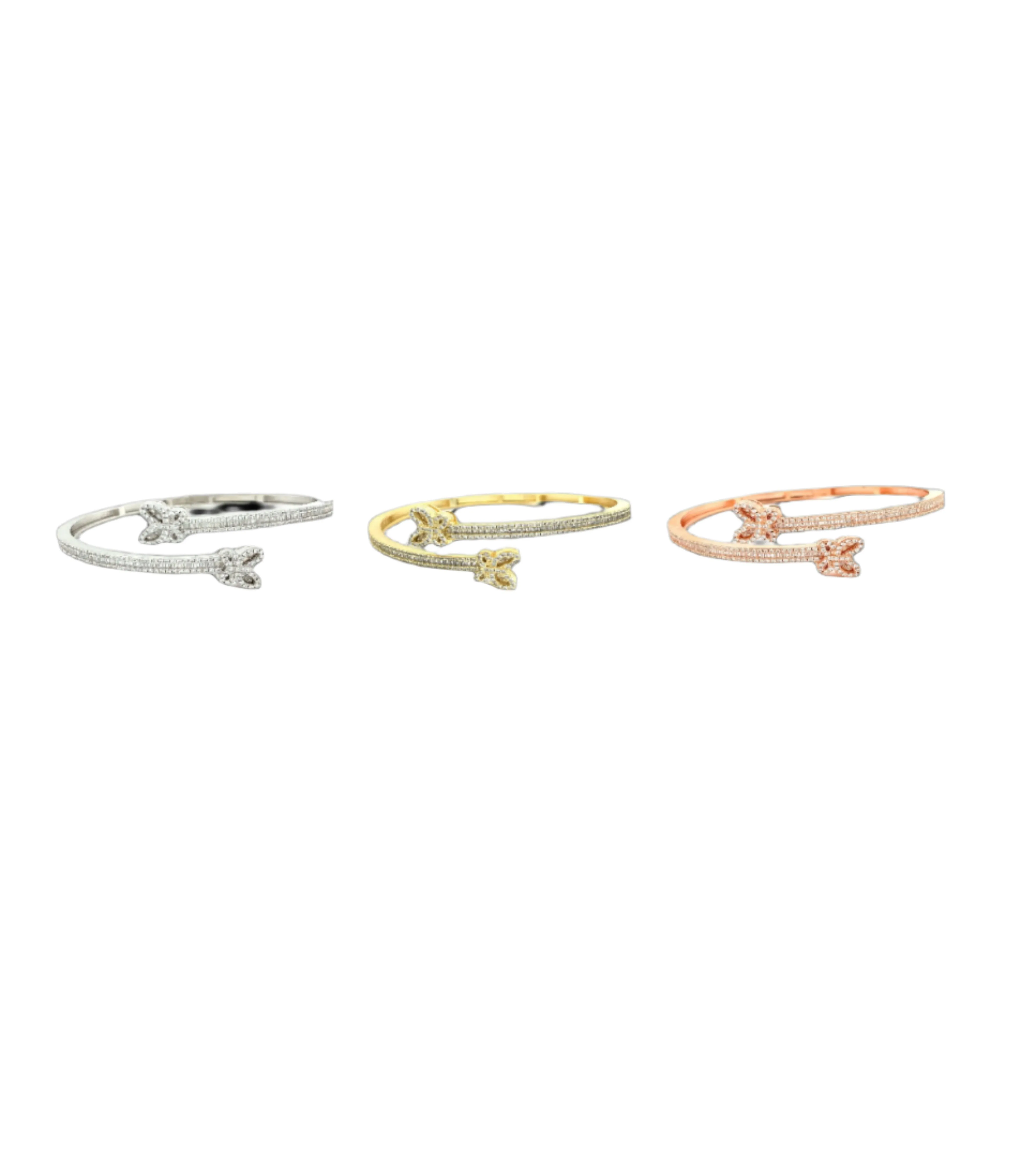 925 Sterling Silver Double Butterfly Shaped Bangle Bracelet - M304903