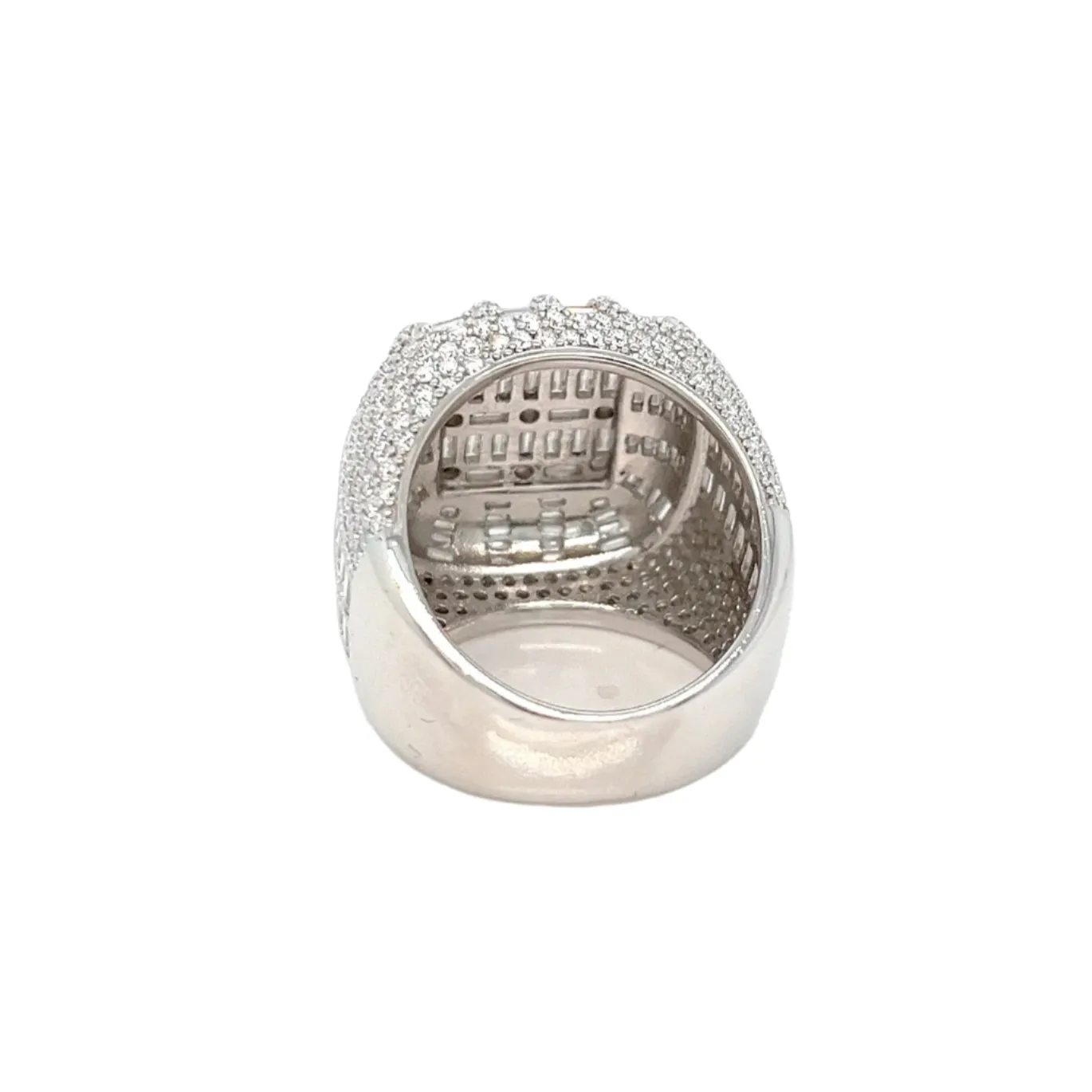 925 Sterling Silver Lab-Created Baguette Moissanite Ring Dome Cluster- M100069