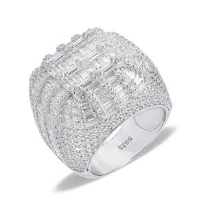 925 Sterling Silver Lab-Created Baguette Moissanite Ring Dome Cluster- M100069