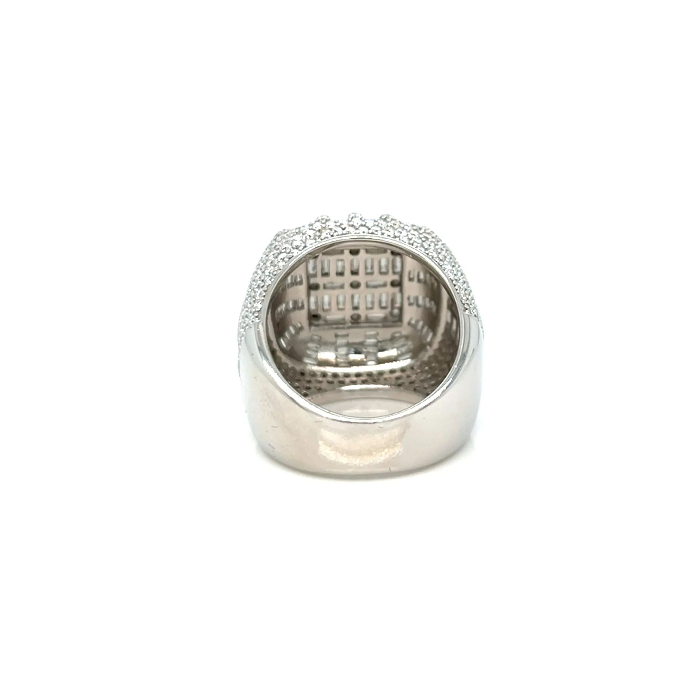 925 Sterling Silver Lab-Created Baguette Moissanite Ring Dome Cluster- M100069