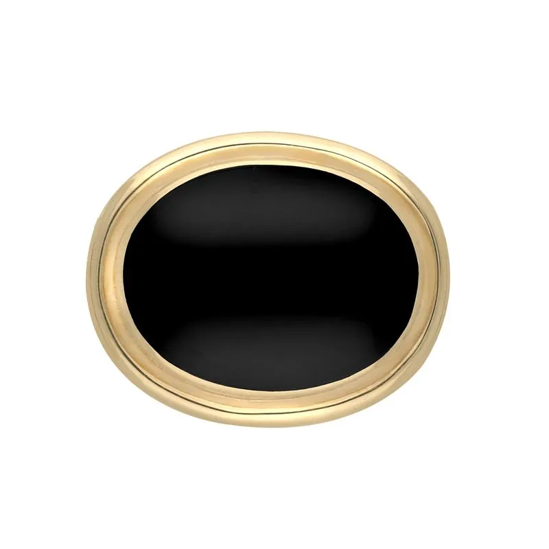 9ct Yellow Gold Whitby Jet Classic Framed Oval Brooch