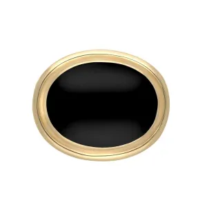 9ct Yellow Gold Whitby Jet Classic Framed Oval Brooch
