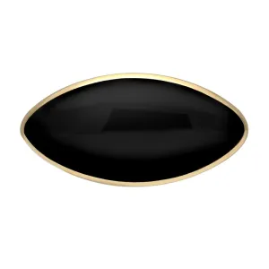 9ct Yellow Gold Whitby Jet Contemporary Long Oval Brooch