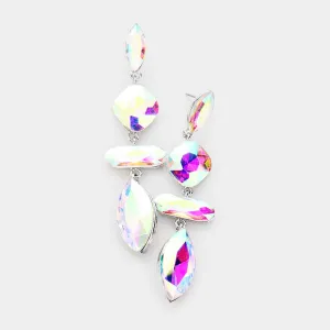 AB Geometric Crystal Stone Dangle Earrings | Pageant Earrings | 473649