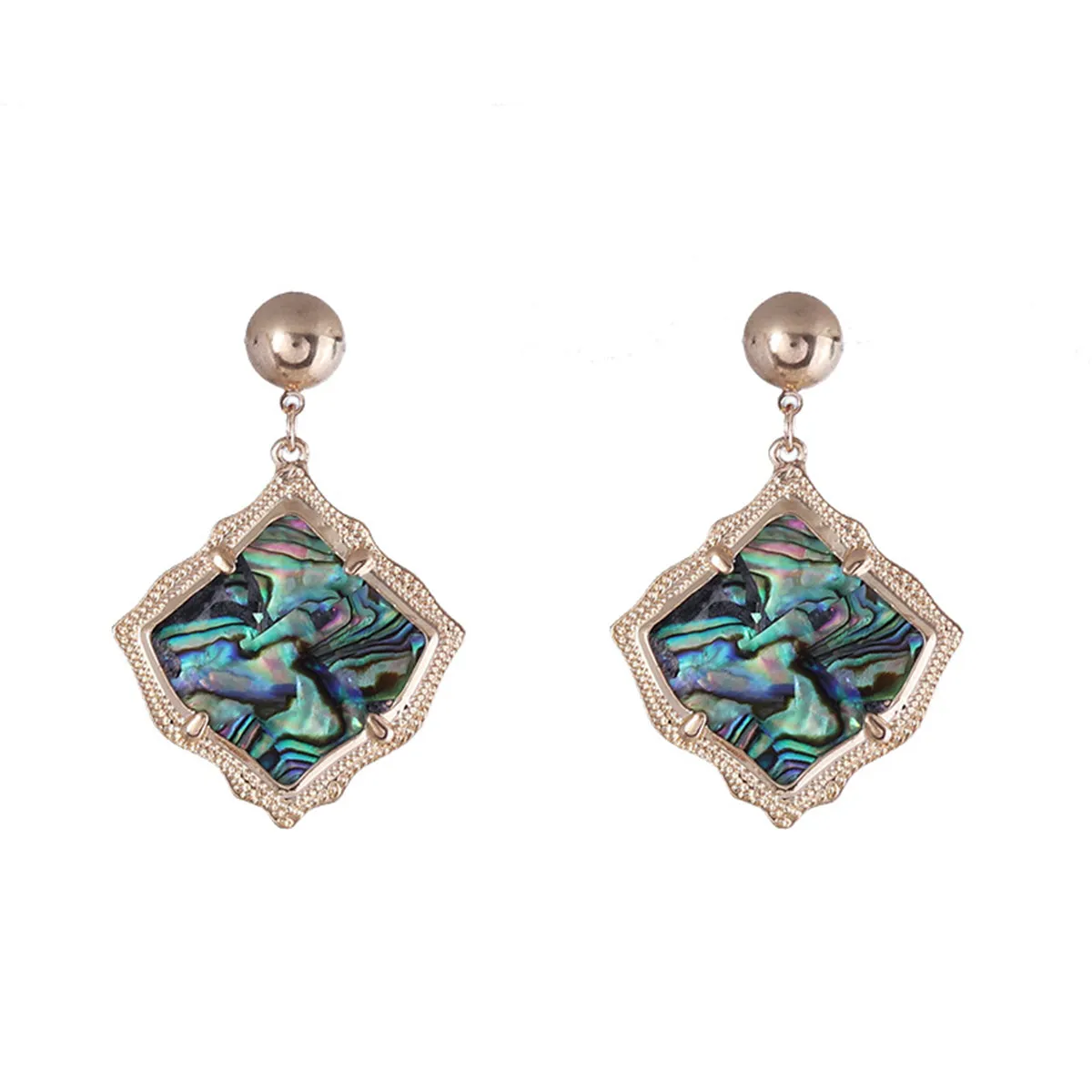 Abalone Shell & 18K Gold-Plated Rhombus Drop Earrings