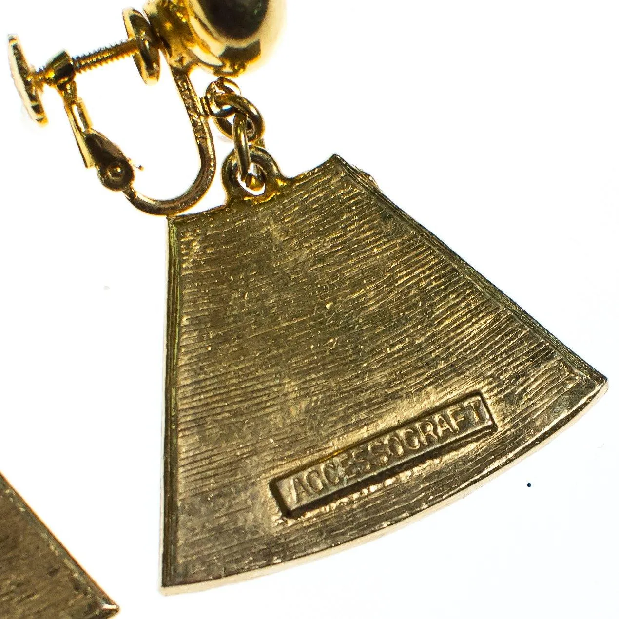 Accessocraft N.Y.C. Statement Earrings Egyptian Revival Gold with Green, Red and Blue