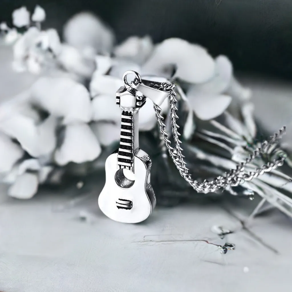 Acoustic Guitar Cremation Pendant Necklace
