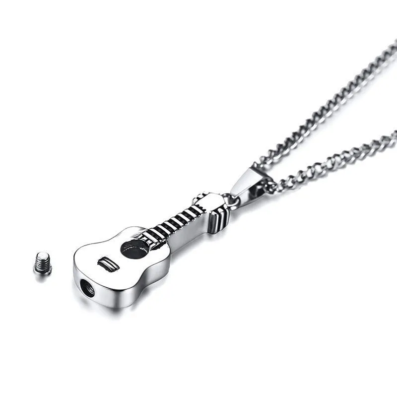 Acoustic Guitar Cremation Pendant Necklace