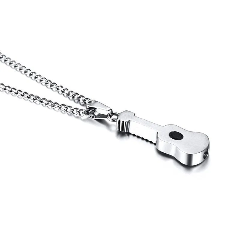 Acoustic Guitar Cremation Pendant Necklace